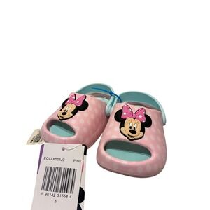 Kids Minnie Mouse Pink Polka Dot Slip On Clogs Sandals Size 5‎
